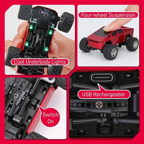 Toy RC Remote Control Car للأولاد الذين تتراوح أعمارهم بين 3 4 5 6 ، 1:64 Scale RC Tuy Truck مع 2.4 جيجا هرتز التحكم في السرعة 3 ، و Diecast Alloy Trucks Trucks Homps for Boys and Girls in Kuwait