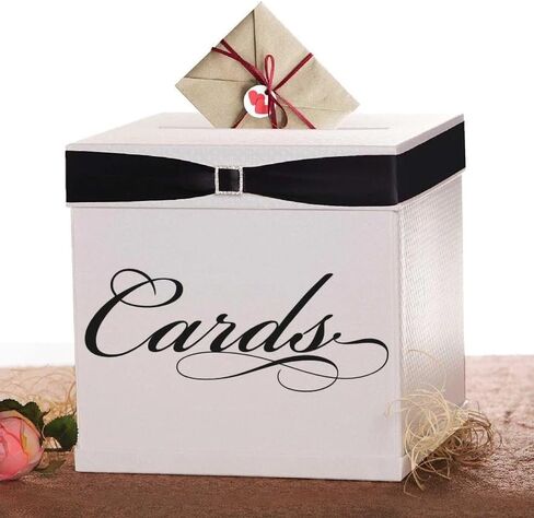 Elegant “Cards" Decal for Wedding Card Box – Multiple Sizes & Colors Available – Vinyl Sticker Only – Box Not Included in Saudi Arabia