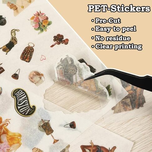 800 PCS Vintage Scrapbooking Stickers for Journaling,50 Sheet, washi Stickers for journaling Supplies DIY Crafts Laptops，Sticker for Card Making, Ephemera Sticker Book Pre Cut(Retro Times) in Saudi Arabia