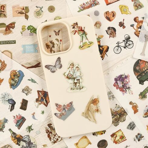 800 PCS Vintage Scrapbooking Stickers for Journaling,50 Sheet, washi Stickers for journaling Supplies DIY Crafts Laptops，Sticker for Card Making, Ephemera Sticker Book Pre Cut(Retro Times) in Saudi Arabia