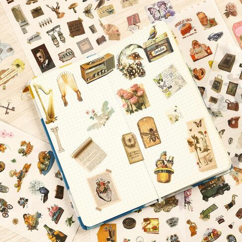 800 PCS Vintage Scrapbooking Stickers for Journaling,50 Sheet, washi Stickers for journaling Supplies DIY Crafts Laptops，Sticker for Card Making, Ephemera Sticker Book Pre Cut(Retro Times) in Saudi Arabia