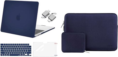 MOSISO Compatible with MacBook Air 13.6 inch Case 2022 Release A2681 M2, Neoprene Sleeve Bag with Small Case&Plastic Hard Case&Keyboard Cover&Screen Protector&Type C Adapter 2 Pack,Navy Blue in Saudi Arabia