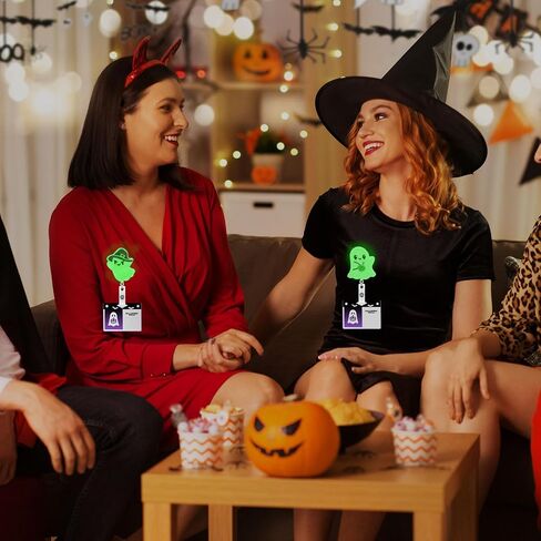 9Pcs Halloween Badge Reel with Clips Glow in The Dark Ghost Retractable ID Name Badge Holder for Office Hospital Nurse Teacher Favors Supplies in Saudi Arabia