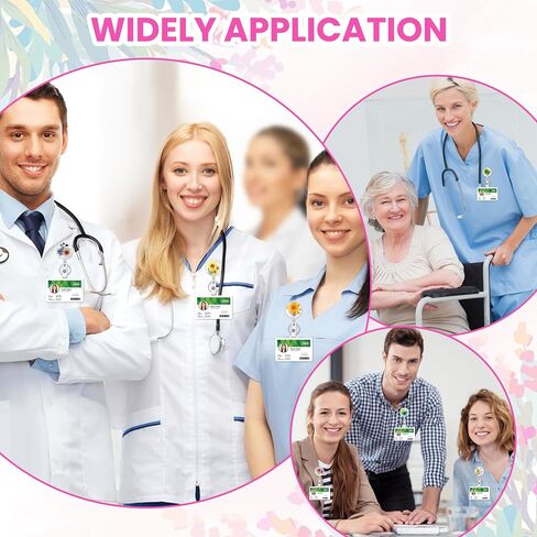 9 PCS زهرة شارة بكرة مريحة ممرضة الشارة بكرة شارة مع شارة خاتمة رئيسية قابلة للسحب جفاف راتنج الأزهار شارة مقطع الشارة لممرض المعلم العامل (الجولة الكلاسيكية) in Kuwait