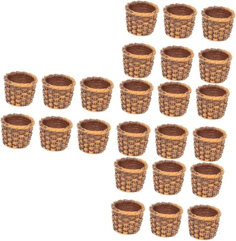 SOSOPORT 12PCS راتنجات مصغرة سلة ديكور منزل صغير للمناظر الطبيعية دمى الحرف تصميمات راتان واقعية للمنزل والزفاف in Kuwait