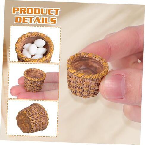 SOSOPORT 12PCS راتنجات مصغرة سلة ديكور منزل صغير للمناظر الطبيعية دمى الحرف تصميمات راتان واقعية للمنزل والزفاف in Kuwait
