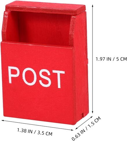 فوساريا 1Set صندوق البريد التمثال لمقياس Dollhouse Scale Wooden Mailbox Model مع زخارف بطاقة بريدية Miniature Main in Saudi Arabia