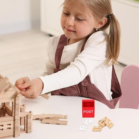 فوساريا 1Set صندوق البريد التمثال لمقياس Dollhouse Scale Wooden Mailbox Model مع زخارف بطاقة بريدية Miniature Main in Saudi Arabia
