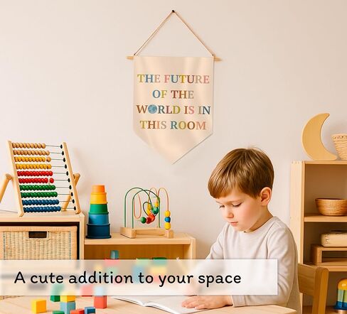 15.4"L x 11.1"W Hanging Pennants with The Future Of The World Is In This Room - Inclusive Classroom Welcome Teacher Decor - Pennant Flag Wall Art Banner for Indoor or Outdoor - Pennant Wall Art Banner in Kuwait