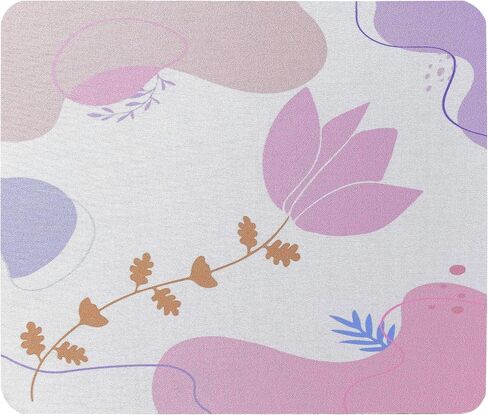 Square Mouse Pad, Pink Flowers Plants Mouse Mat Design, Washable Mousepad Cloth, Non-Slip Rubber Base Computer Mouse Pads for Wireless Mouse in Saudi Arabia