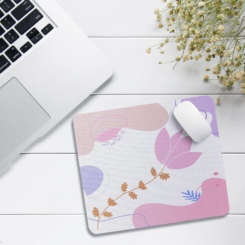 Square Mouse Pad, Pink Flowers Plants Mouse Mat Design, Washable Mousepad Cloth, Non-Slip Rubber Base Computer Mouse Pads for Wireless Mouse in Saudi Arabia
