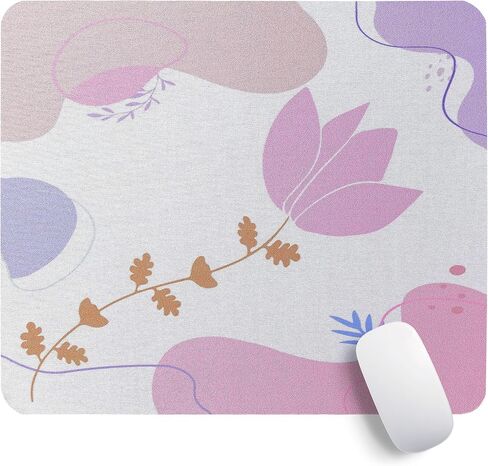 Square Mouse Pad, Pink Flowers Plants Mouse Mat Design, Washable Mousepad Cloth, Non-Slip Rubber Base Computer Mouse Pads for Wireless Mouse in Saudi Arabia