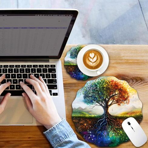 Life Tree Mouse Pad, Lace-Shaped Gaming Mousepad, Mini Non-Slip Mousepad, Suitable for Home, Office Decor Desk Accessories, 7.9 x 7.9 Inches in Kuwait