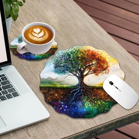 Life Tree Mouse Pad, Lace-Shaped Gaming Mousepad, Mini Non-Slip Mousepad, Suitable for Home, Office Decor Desk Accessories, 7.9 x 7.9 Inches in Kuwait