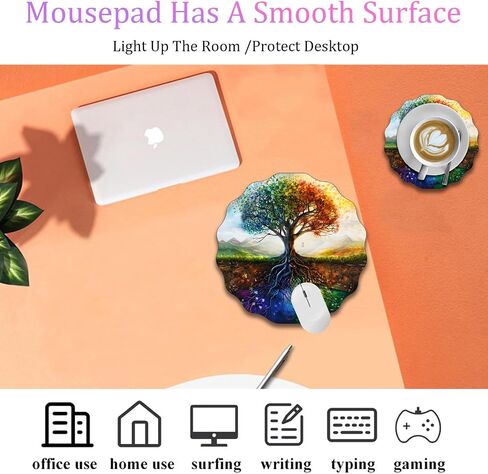Life Tree Mouse Pad, Lace-Shaped Gaming Mousepad, Mini Non-Slip Mousepad, Suitable for Home, Office Decor Desk Accessories, 7.9 x 7.9 Inches in Kuwait