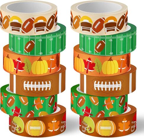 12 Rolls Fall Football Washi Tape Autumn Pumpkin Rugby Decorative Masking Tape Set Thanksgiving Wrapping Paper Tapes for Scrapbook Journal DIY Art Crafts in Saudi Arabia