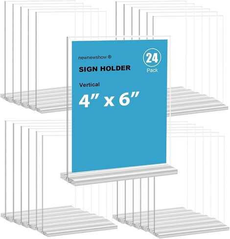 newnewshow 4x6 Inch Clear Acrylic Sign Holder, Display Stand, Plastic Card Holder for Business, Office, Retail (4x6 Inch 3 Pack) in Kuwait