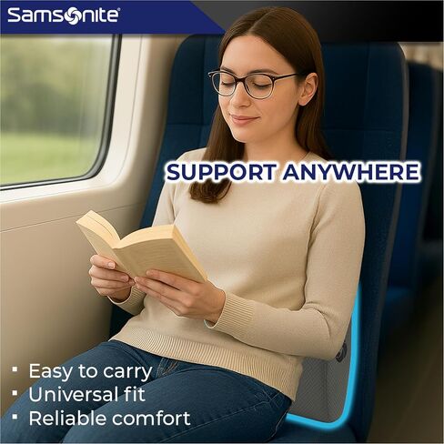 Samsonite Ergonomic Lumbar Pillow for Office Chair and Car Seat - Memory Foam Back Support Lumbar Pillow, Premium Cushion Chair Support for Lower Back Pain Relief and Versatile Use (Grey) in Saudi Arabia