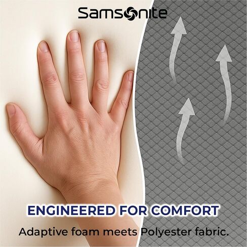 Samsonite Ergonomic Lumbar Pillow for Office Chair and Car Seat - Memory Foam Back Support Lumbar Pillow, Premium Cushion Chair Support for Lower Back Pain Relief and Versatile Use (Grey) in Saudi Arabia