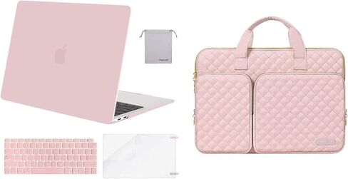 MOSISO Compatible with MacBook Air 13 inch Case 2022-2018 Release A2337 M1 A2179 A1932,Plastic Hard Case&Keyboard Cover&Screen Protector&Pouch&Bag with 2 Pockets&Handle&Belt, Rose Quartz&Chalk Pink in Saudi Arabia