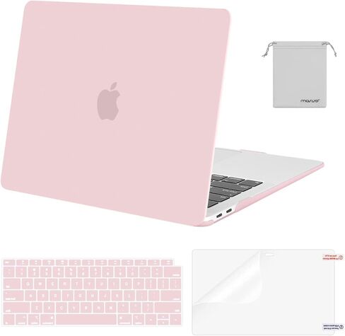 MOSISO Compatible with MacBook Air 13 inch Case 2022-2018 Release A2337 M1 A2179 A1932,Plastic Hard Case&Keyboard Cover&Screen Protector&Pouch&Bag with 2 Pockets&Handle&Belt, Rose Quartz&Chalk Pink in Saudi Arabia