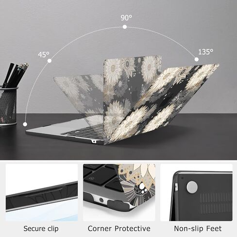 Mosiso متوافق مع MacBook Air 13 بوصة Case 2025 2024 2023 2022 M4 A3240 M3 A3113 M2 A2681 ، غلاف وغطاء لوحة المفاتيح البلاستيكي لمكتب MacBook Air 13.6 بوصة ، Blooming Chrysanthemum in Saudi Arabia