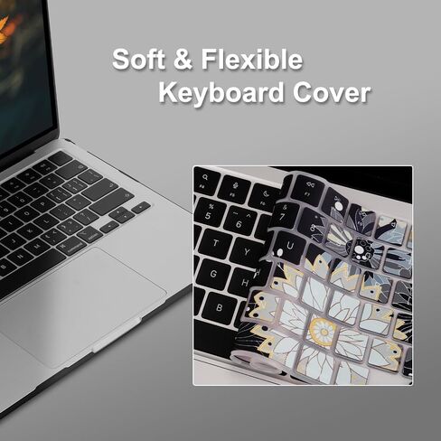 Mosiso متوافق مع MacBook Air 13 بوصة Case 2025 2024 2023 2022 M4 A3240 M3 A3113 M2 A2681 ، غلاف وغطاء لوحة المفاتيح البلاستيكي لمكتب MacBook Air 13.6 بوصة ، Blooming Chrysanthemum in Saudi Arabia