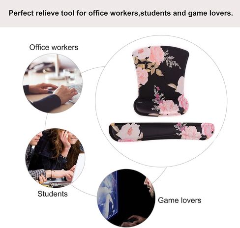 MOSISO Compatible with MacBook Air 13 inch Case 2020-2018 Release A2337 M1 A2179 A1932,Plastic Peony Hard Case&Keyboard Cover&Wrist Rest Support for Mouse Pad Keyboard Set Mousepad Non-Slip Base,Black in Saudi Arabia