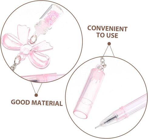 صمم 8pcs glitter bow pendant أقلام محمولة من طلاب الكتابة المحمولة للمدرسة والمكاتب القابلة للسحب الحبر القابل للتراجع عن قرطاسية الكتابة العشوائية in Kuwait