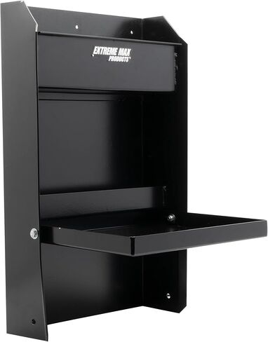 Extreme Max 5001.6119 Junior Wall-Mount Aluminum Work Station Storage Cabinet Flip-Out Work Tray with Paper Towel Rack Organizer for Enclosed Race Trailer Shop Garage Storage - Black in Kuwait