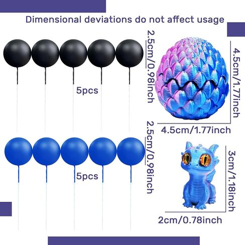 Black Dragon Cake Topper 3D Printed Dragon Eggs Cake Decorations Fantasy Dragon Birthday Party Favors Gold Black Balls Cake Toppers Baby Shower Decor in Kuwait