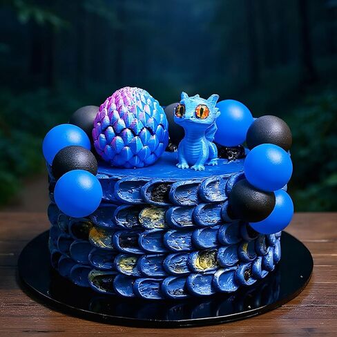 Black Dragon Cake Topper 3D Printed Dragon Eggs Cake Decorations Fantasy Dragon Birthday Party Favors Gold Black Balls Cake Toppers Baby Shower Decor in Kuwait