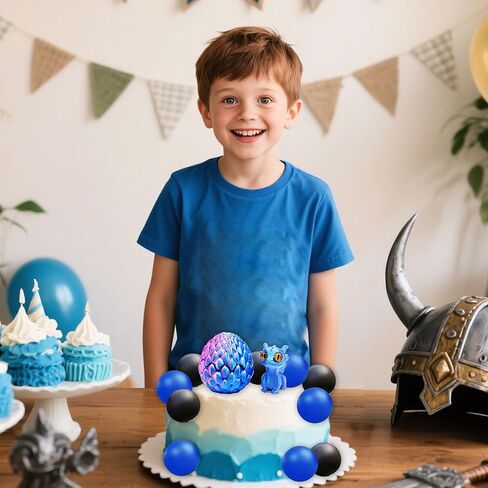 Black Dragon Cake Topper 3D Printed Dragon Eggs Cake Decorations Fantasy Dragon Birthday Party Favors Gold Black Balls Cake Toppers Baby Shower Decor in Kuwait