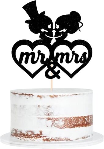 Skull MR & MRS Cake Topper ، Day of the Dead Sign for Skeleton Bride & Groom Wedding ، Halloween Party ، Anniversary Special Events Decoration Supplies in Kuwait