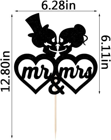 Skull MR & MRS Cake Topper ، Day of the Dead Sign for Skeleton Bride & Groom Wedding ، Halloween Party ، Anniversary Special Events Decoration Supplies in Kuwait