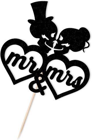 Skull MR & MRS Cake Topper ، Day of the Dead Sign for Skeleton Bride & Groom Wedding ، Halloween Party ، Anniversary Special Events Decoration Supplies in Kuwait