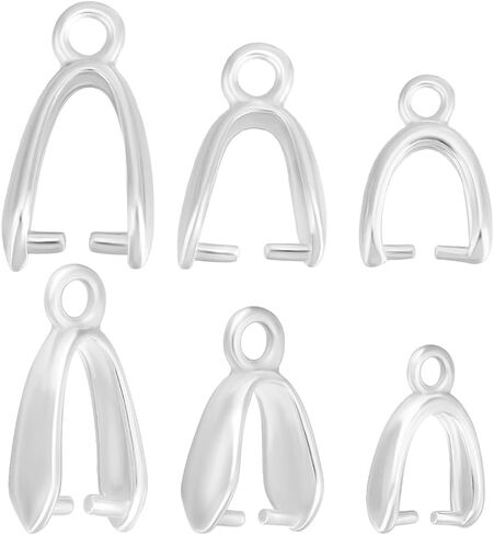Beebeecraft 1 Box 30PCS 3 أحجام 925 Sterling Silver Flessed Pendant Pench Bails Ice Pick Clip Clasps Clasps Charm for DIY Necklace Making in Saudi Arabia