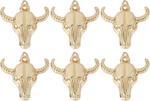 SUNNYCLUE 1 Box 6Pcs Bull Charms Real 18K Gold Plated Brass Charm Western Cattle Head Animal Charm Ox Horn Cow Golden Charms for Jewelry Making Charm Necklace Earrings Keychain DIY Craft Men Women in Saudi Arabia