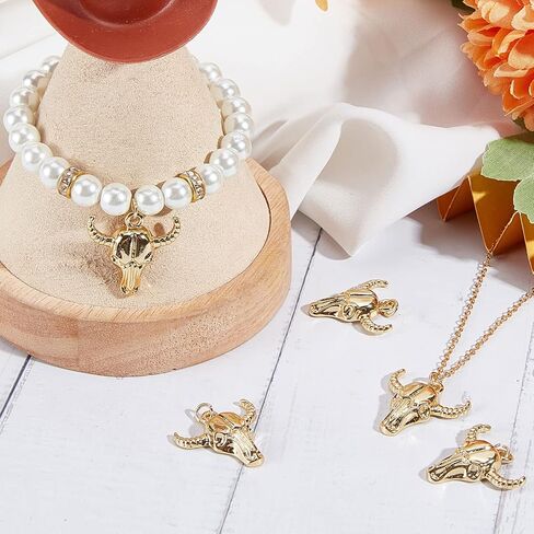 SUNNYCLUE 1 Box 6Pcs Bull Charms Real 18K Gold Plated Brass Charm Western Cattle Head Animal Charm Ox Horn Cow Golden Charms for Jewelry Making Charm Necklace Earrings Keychain DIY Craft Men Women in Saudi Arabia