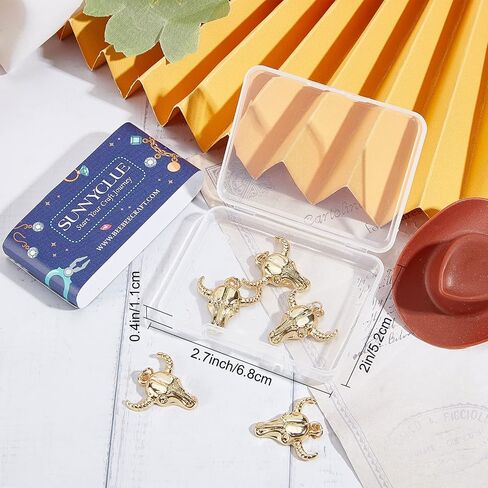SUNNYCLUE 1 Box 6Pcs Bull Charms Real 18K Gold Plated Brass Charm Western Cattle Head Animal Charm Ox Horn Cow Golden Charms for Jewelry Making Charm Necklace Earrings Keychain DIY Craft Men Women in Saudi Arabia