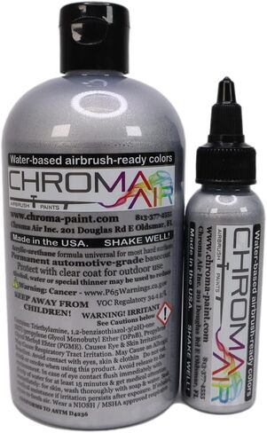 Airbrush paint metallic colors water-based acrylic-urethane formula made in USA (2oz, Liquid Aluminum) in Saudi Arabia