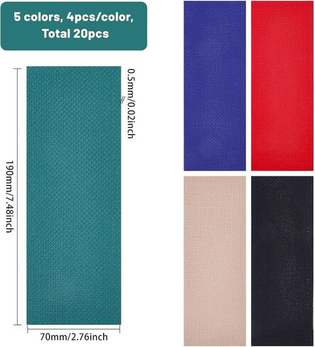 Gloobleland 20pcs 5 ألوان فارغة مرجعية عرضية كروس غرزة 190x70mm/7.5x2.8inch Cotton Cotton Cross Borkermark Fabricmark Schitch Simpion in Saudi Arabia