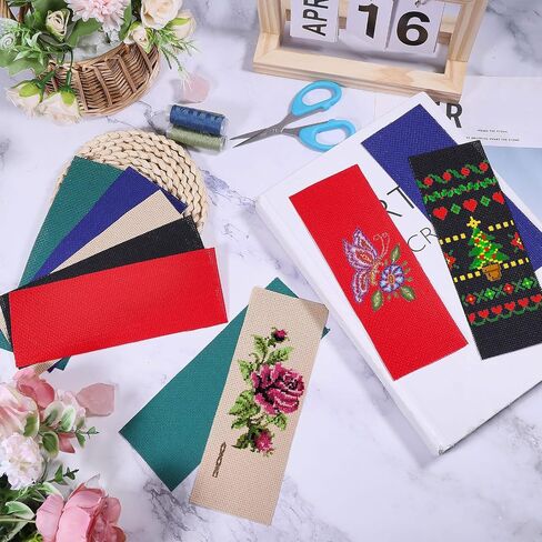 Gloobleland 20pcs 5 ألوان فارغة مرجعية عرضية كروس غرزة 190x70mm/7.5x2.8inch Cotton Cotton Cross Borkermark Fabricmark Schitch Simpion in Saudi Arabia