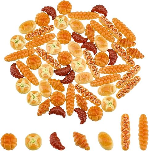 Mayjoydiy 70pcs مصغرة طعام الخبز دمية الخبز الخبز crosnsant ملحقات راتنجات صغيرة صغيرة in Saudi Arabia