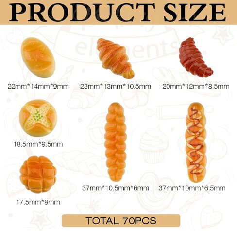 Mayjoydiy 70pcs مصغرة طعام الخبز دمية الخبز الخبز crosnsant ملحقات راتنجات صغيرة صغيرة in Saudi Arabia
