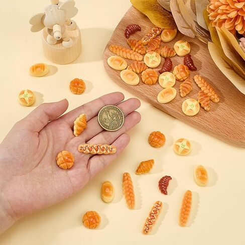 Mayjoydiy 70pcs مصغرة طعام الخبز دمية الخبز الخبز crosnsant ملحقات راتنجات صغيرة صغيرة in Saudi Arabia