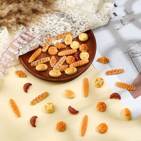 Mayjoydiy 70pcs مصغرة طعام الخبز دمية الخبز الخبز crosnsant ملحقات راتنجات صغيرة صغيرة in Saudi Arabia