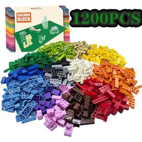 1200 Pieces Bulk Classic Building Blocks Set, Compatible with Major Brands, Basic Building Bricks Box Multiple Colors and Shapes Available in Saudi Arabia