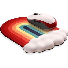 Ergonomic Mouse Pad with Wrist Rest, Cute Cloud Rainbow Gaming Mousepad, with Non-Slip Base Waterproof Keyboard Mouse Pad for Desk, Computer, Laptop, Office & Home, 10.2 x 7 in in Kuwait