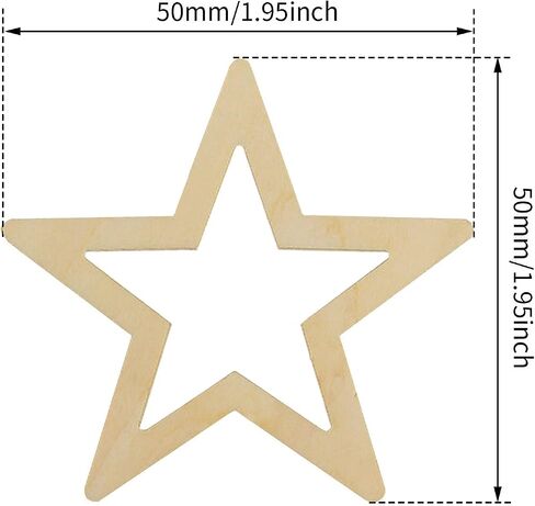 SM SunniMix 25 Pieces of 50mm Unfinished Hollow Wooden Star Ornaments for Scrapbooking in Saudi Arabia